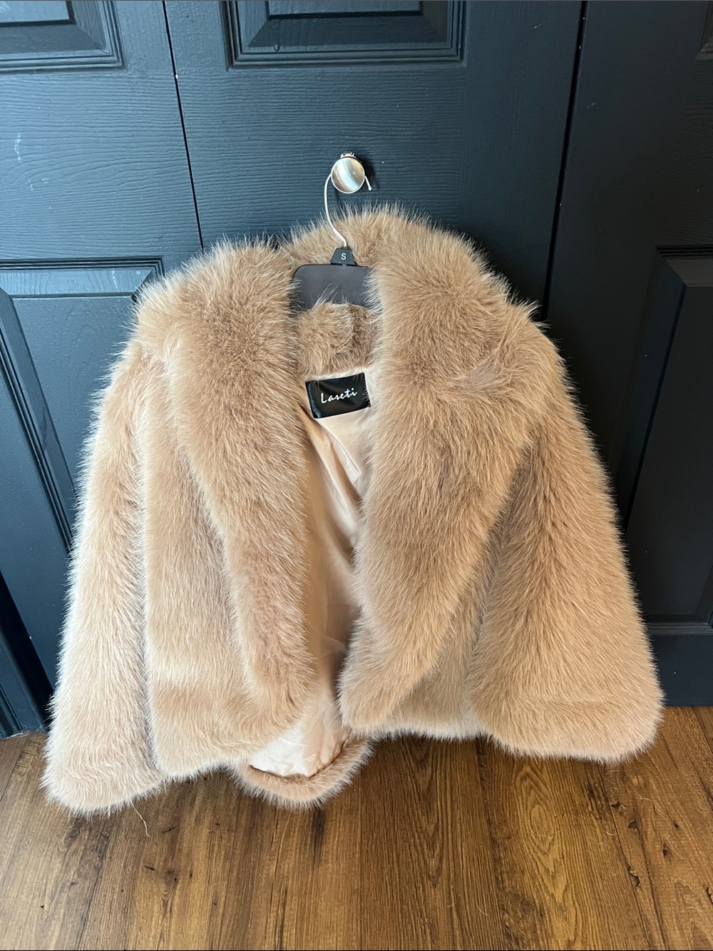 Faux Fur coat in Light Beige - Women's Luxurious Layer